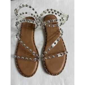 Madden Girl Fiona Clear Studded Sandal Size 6.5